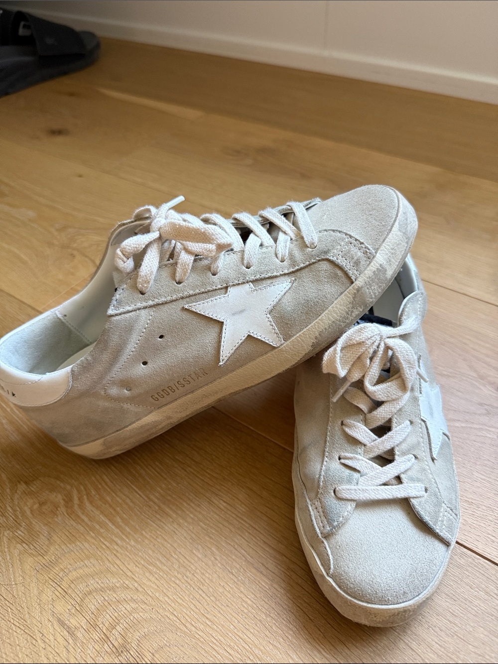 Golden Goose Beige Suede Superstar Sneakers with White Star